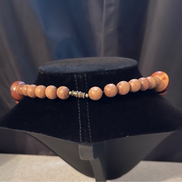 Multi Toned Wooden Bead Necklace - Picture 3 of 5